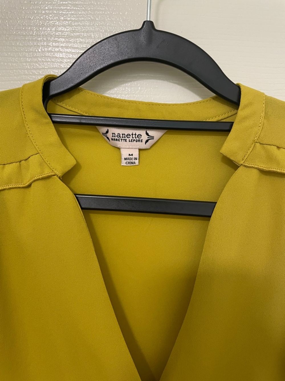 Nannette Olive Green Button-Front V-Neck Blouse